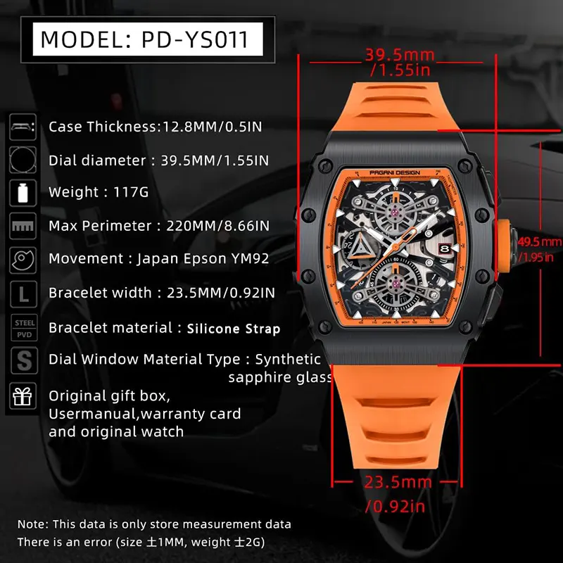 Pagani Design Chronograph Black & Orange Combination Men's Watch- PD-YS011